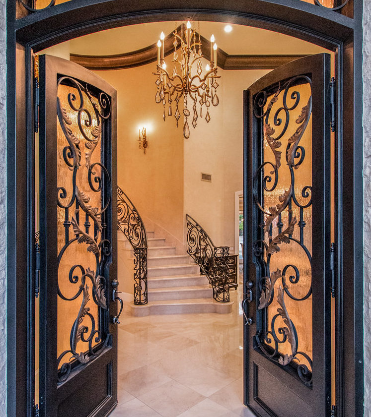 Beautiful Hand-Forged Wrought Iron Front Entry by Baltic Iron Doors